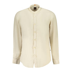 Camisa masculina de linho bege Hugo Boss