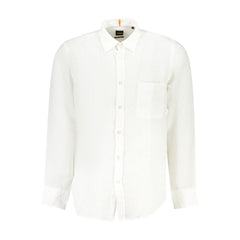 Camisa masculina de linho branca Hugo Boss
