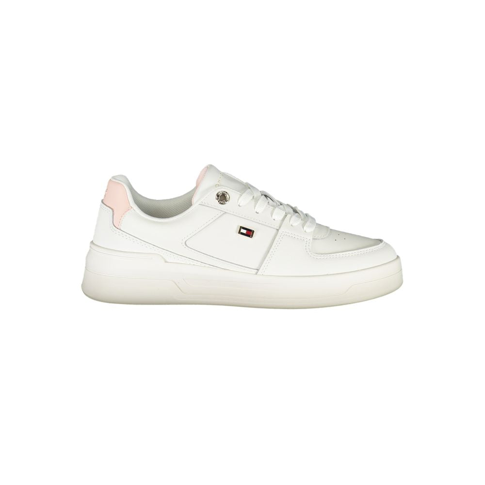 Tênis Tommy Hilfiger Elegante Branco com Cadarço e Detalhe em Contraste