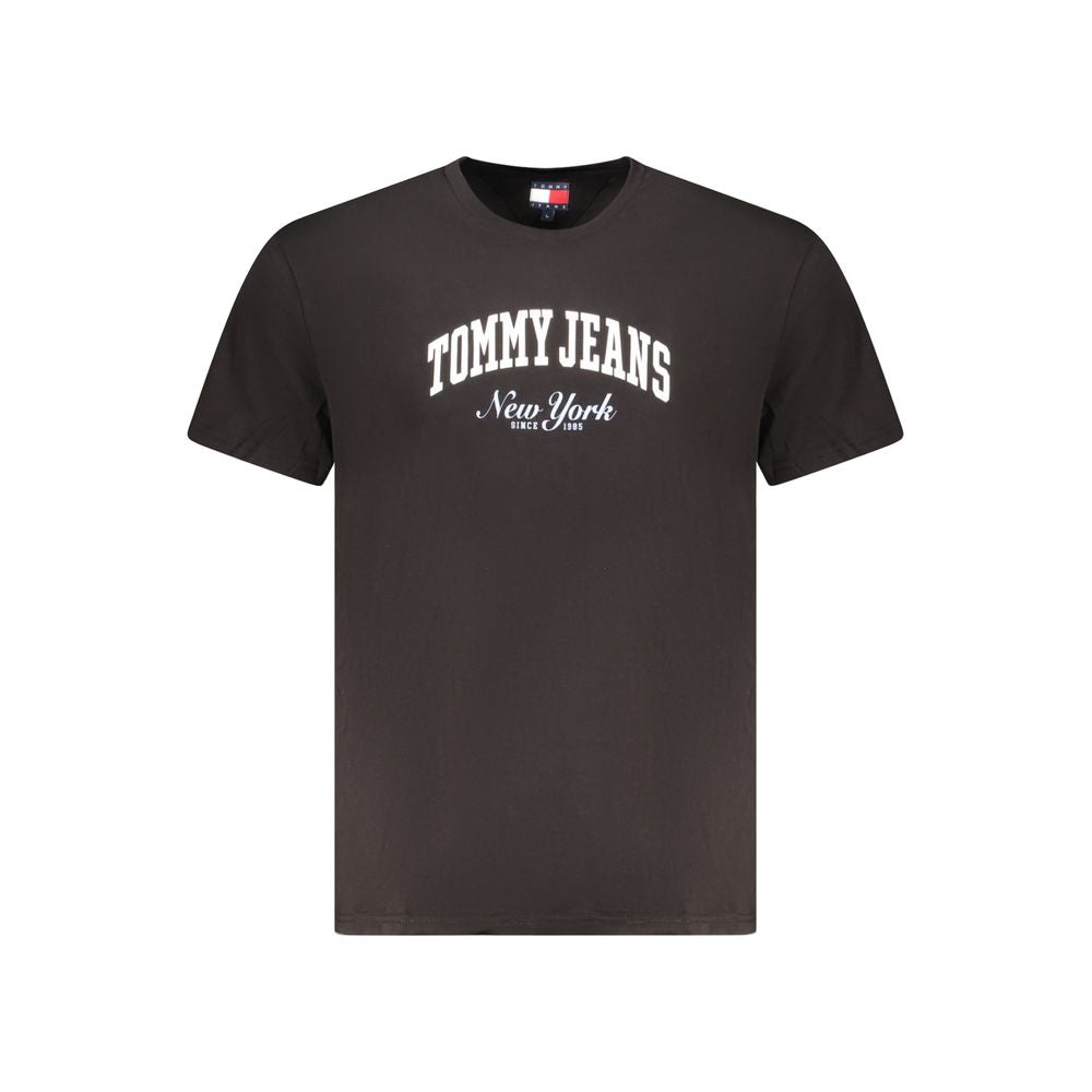 Camiseta masculina preta de algodão Tommy Hilfiger