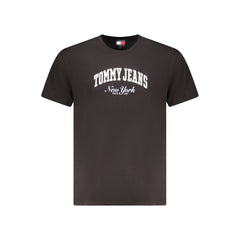 Camiseta masculina preta de algodão Tommy Hilfiger