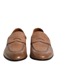 Brunello Cucinelli Vestido Mocassim de Couro Marrom Sapatos Formais