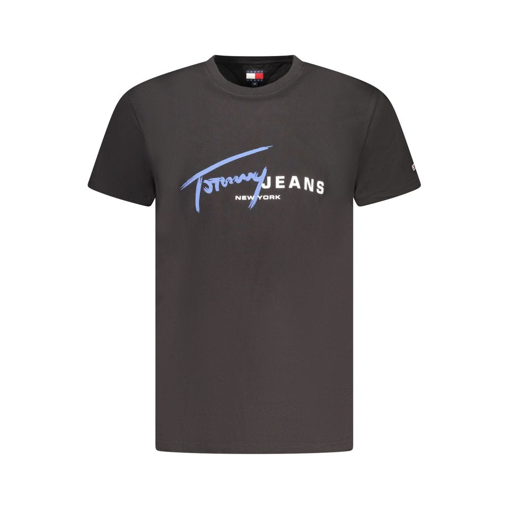 Camiseta masculina preta de algodão Tommy Hilfiger