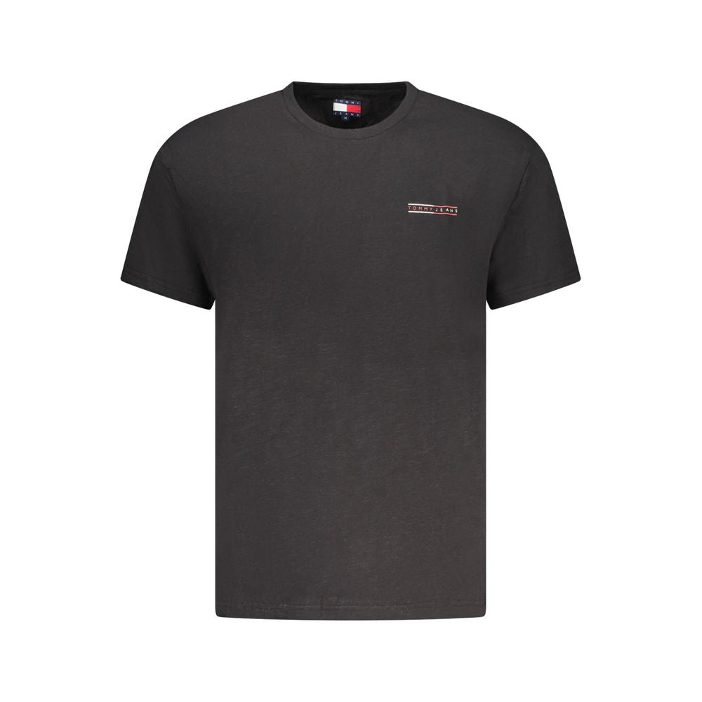 Camiseta masculina preta de algodão Tommy Hilfiger