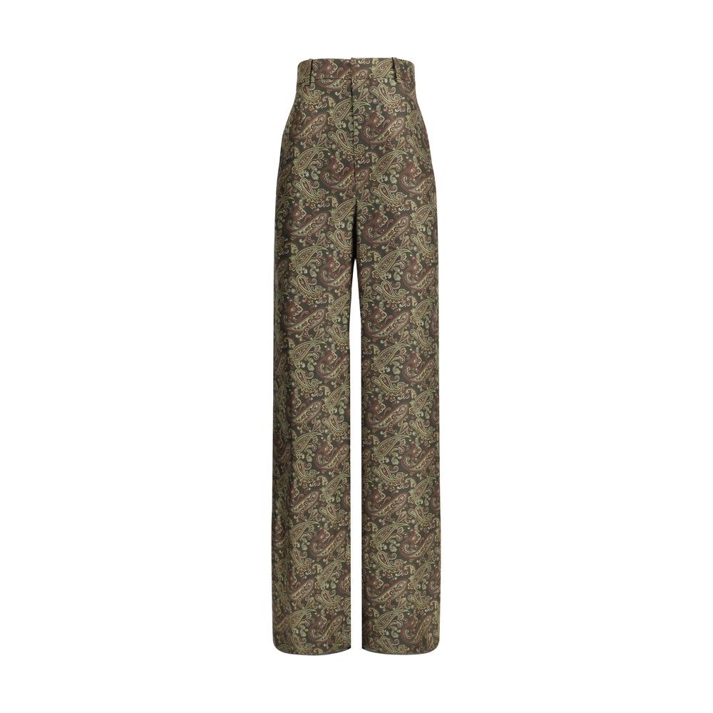 Calças de seda com padrão Paisley da Saint Laurent