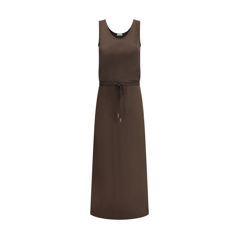 Vestido longo de cetim Brunello Cucinelli
