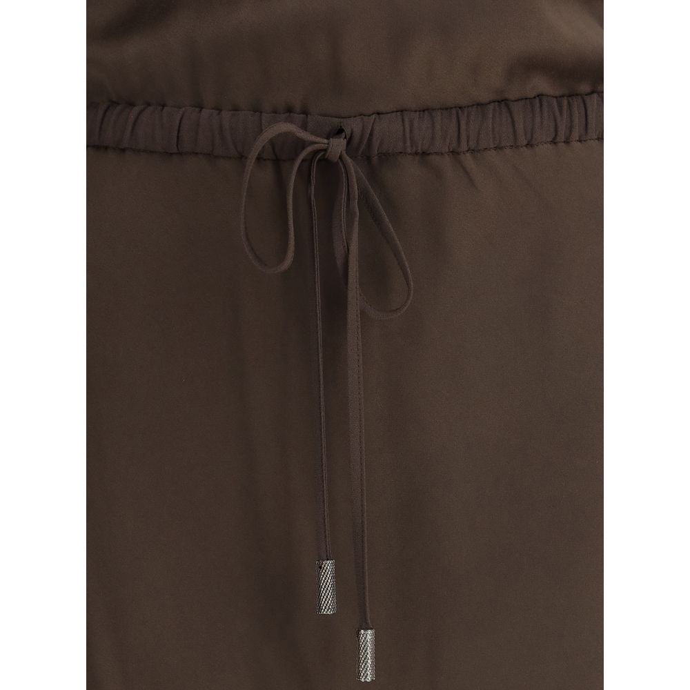 Vestido longo de cetim Brunello Cucinelli