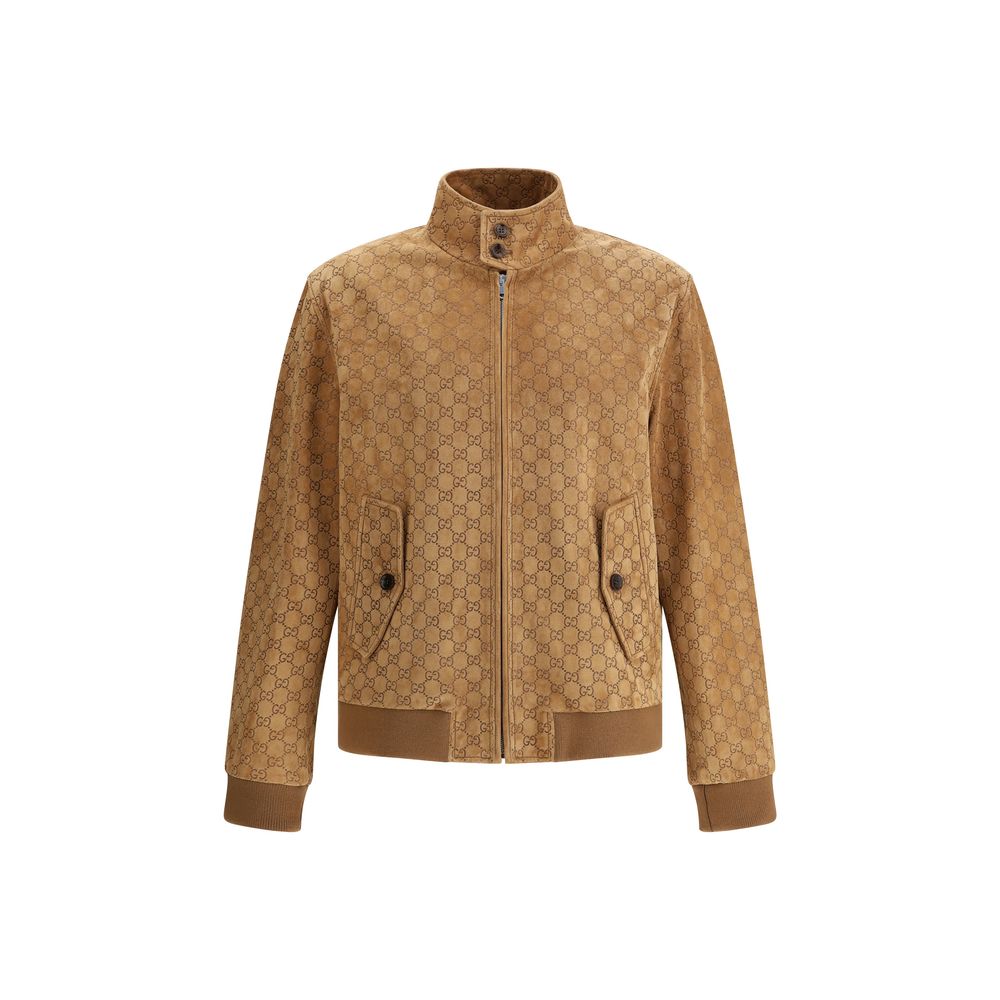 Jaqueta bomber de camurça Gucci