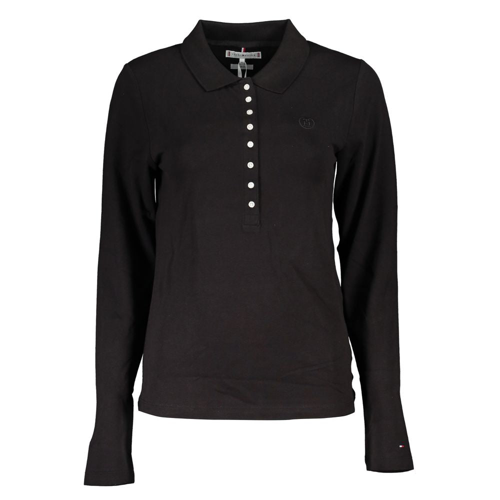 Camisa polo preta de algodão Tommy Hilfiger