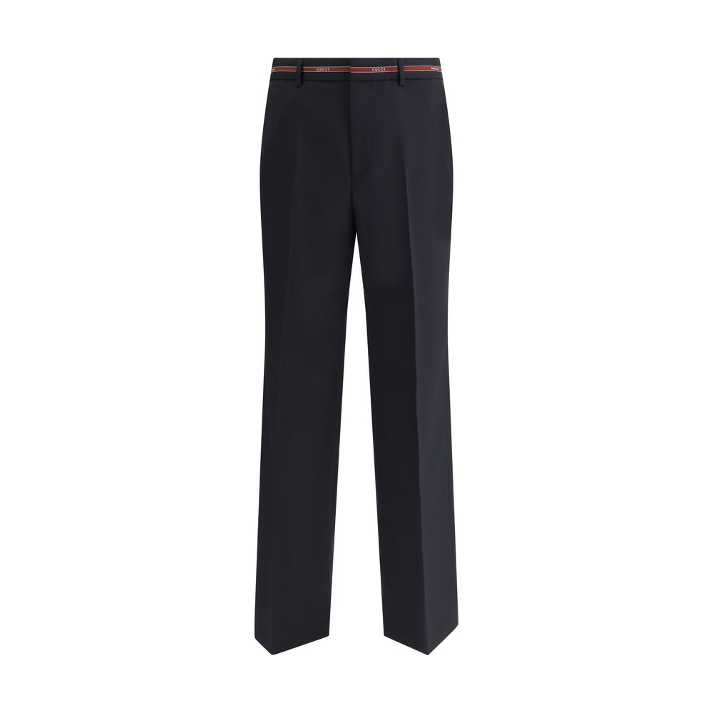 Calça de lã com detalhe de orla Gucci