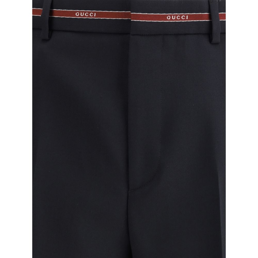 Calça de lã com detalhe de orla Gucci