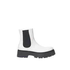 Bota de couro preta e branca Alexander McQueen