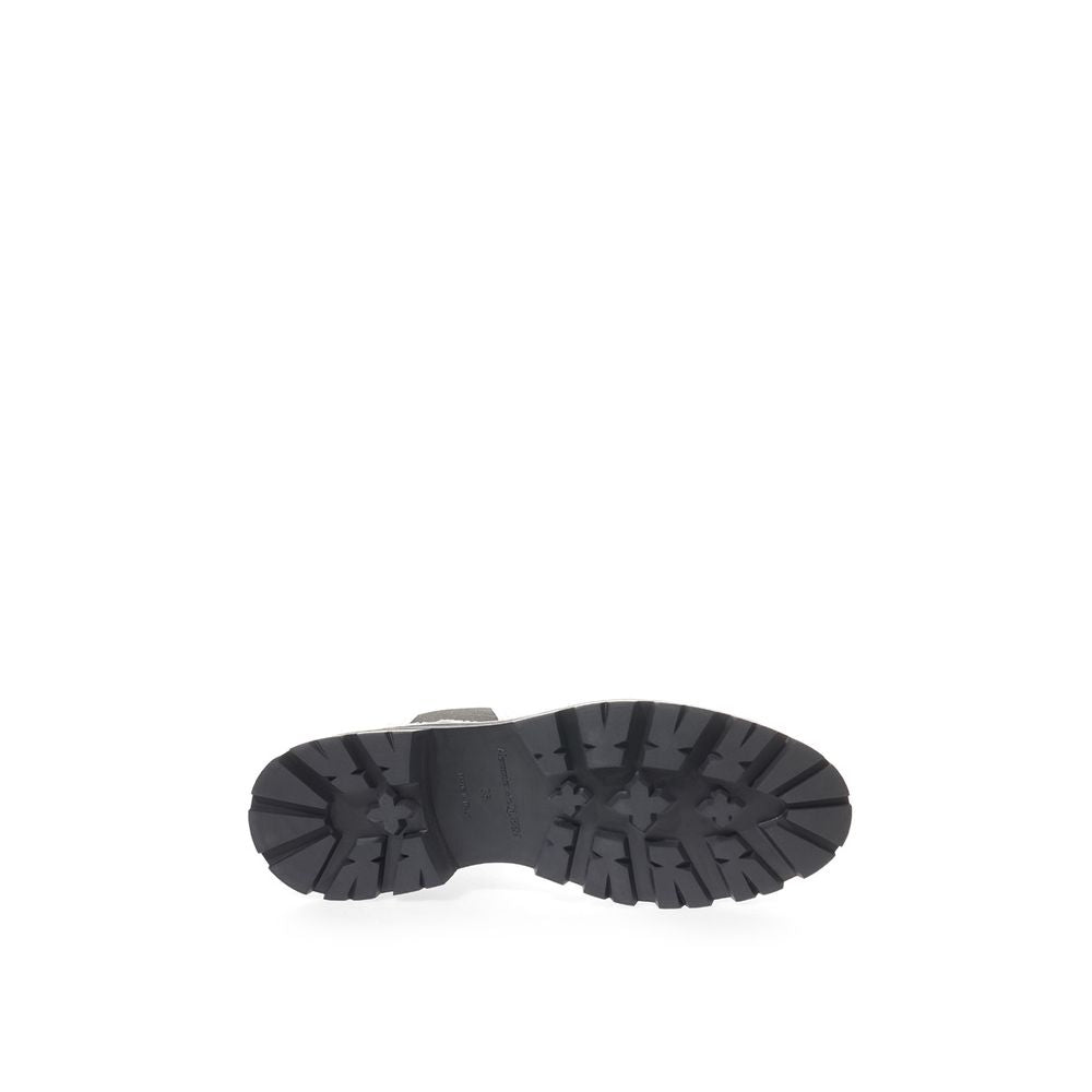 Bota de couro preta e branca Alexander McQueen