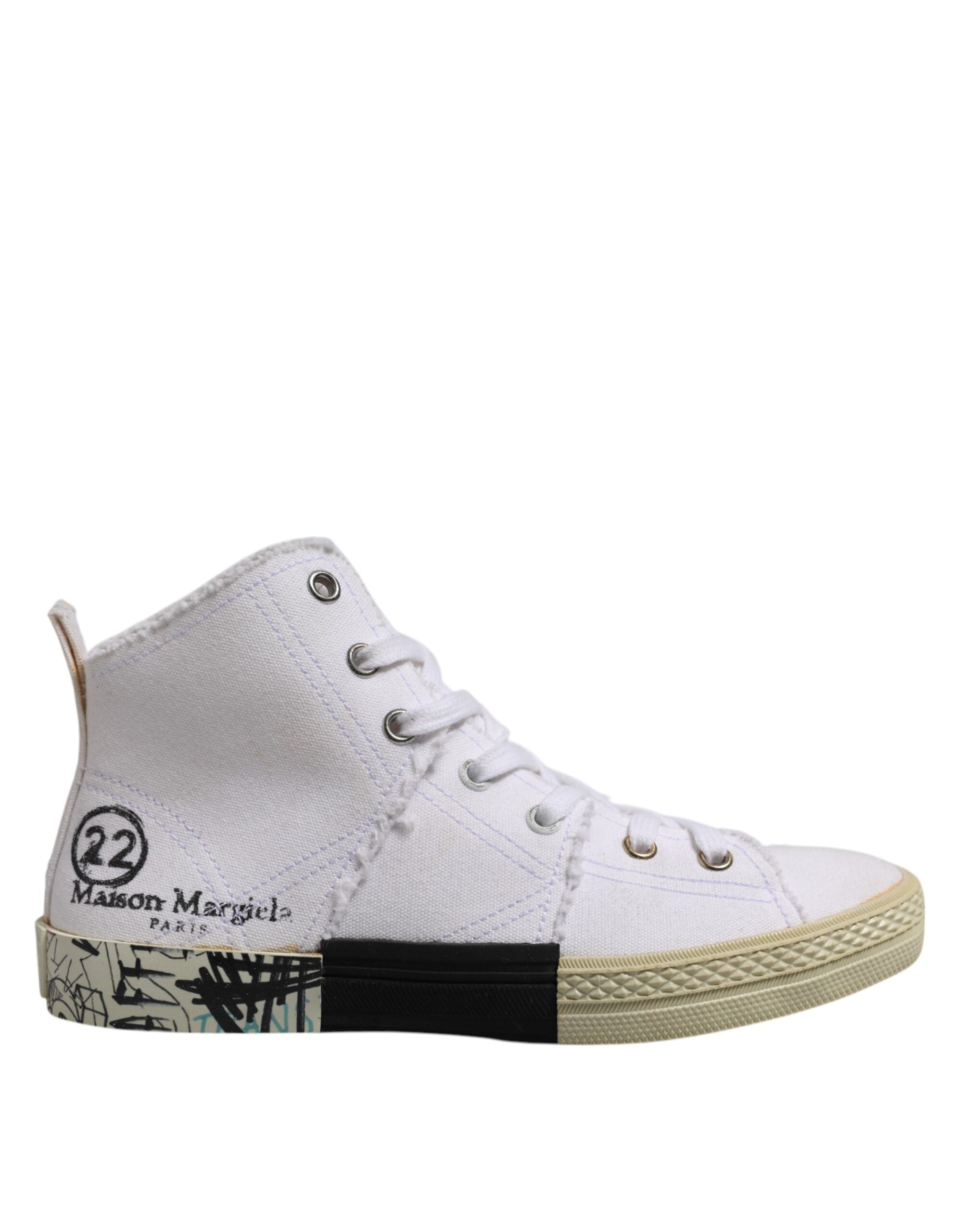 Tênis feminino cano médio com cadarço branco Maison Margiela