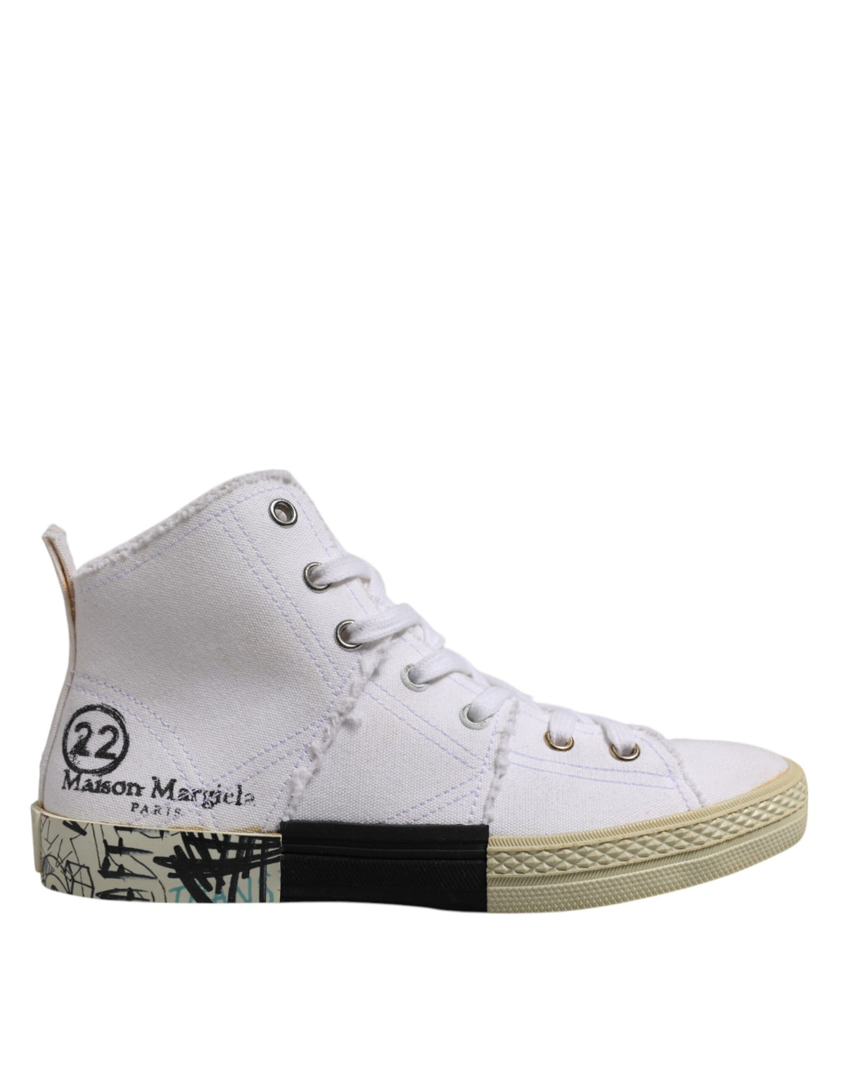 Tênis feminino cano médio com cadarço branco Maison Margiela