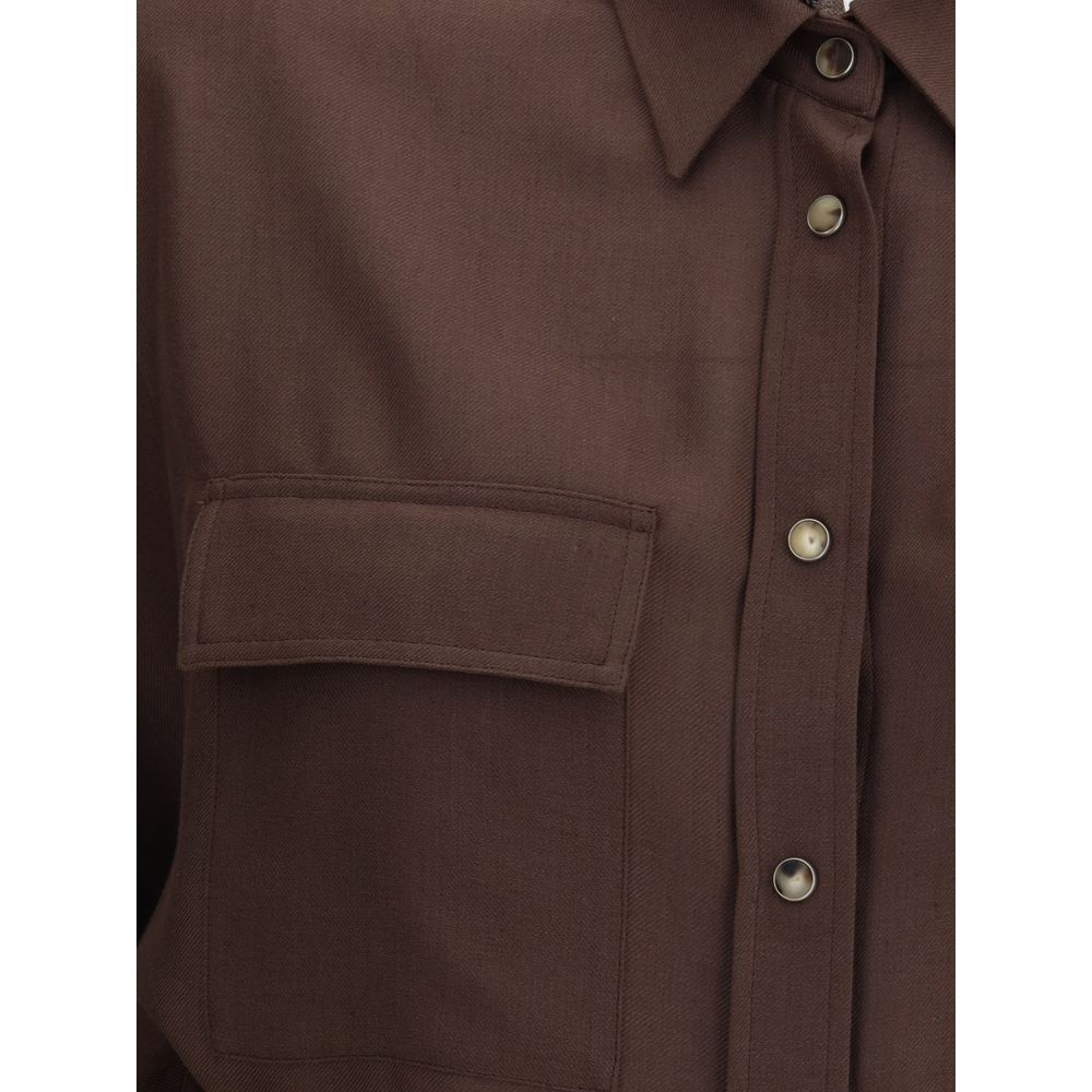 Camisa Brunello Cucinelli com gola embelezada
