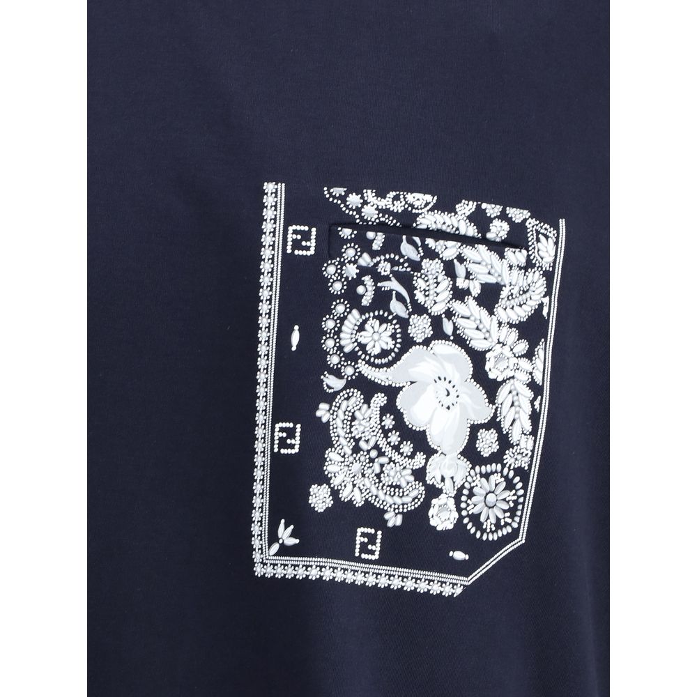 Camiseta Fendi com bolso estampado de bandana