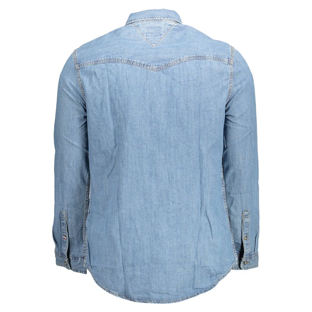 Camisa de algodão azul Tommy Hilfiger