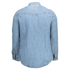 Camisa de algodão azul Tommy Hilfiger