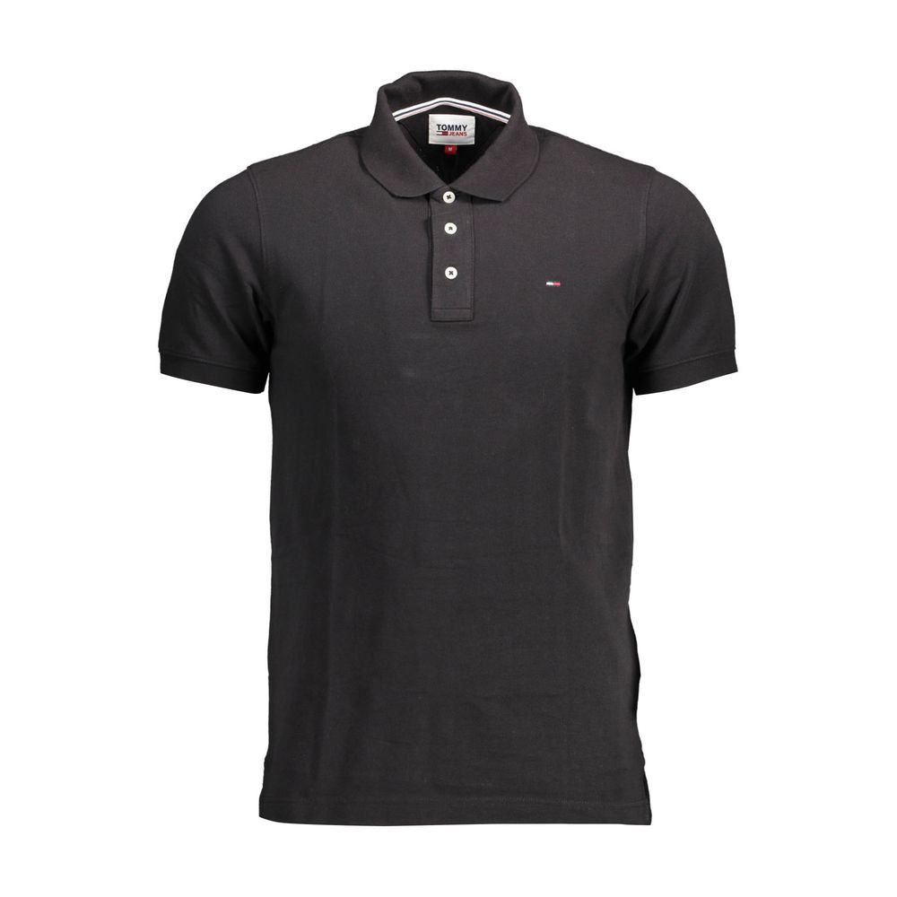 Camisa polo preta de algodão Tommy Hilfiger