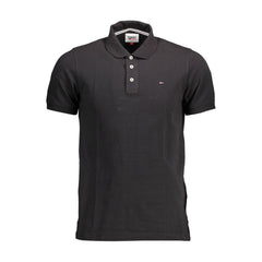 Camisa polo preta de algodão Tommy Hilfiger