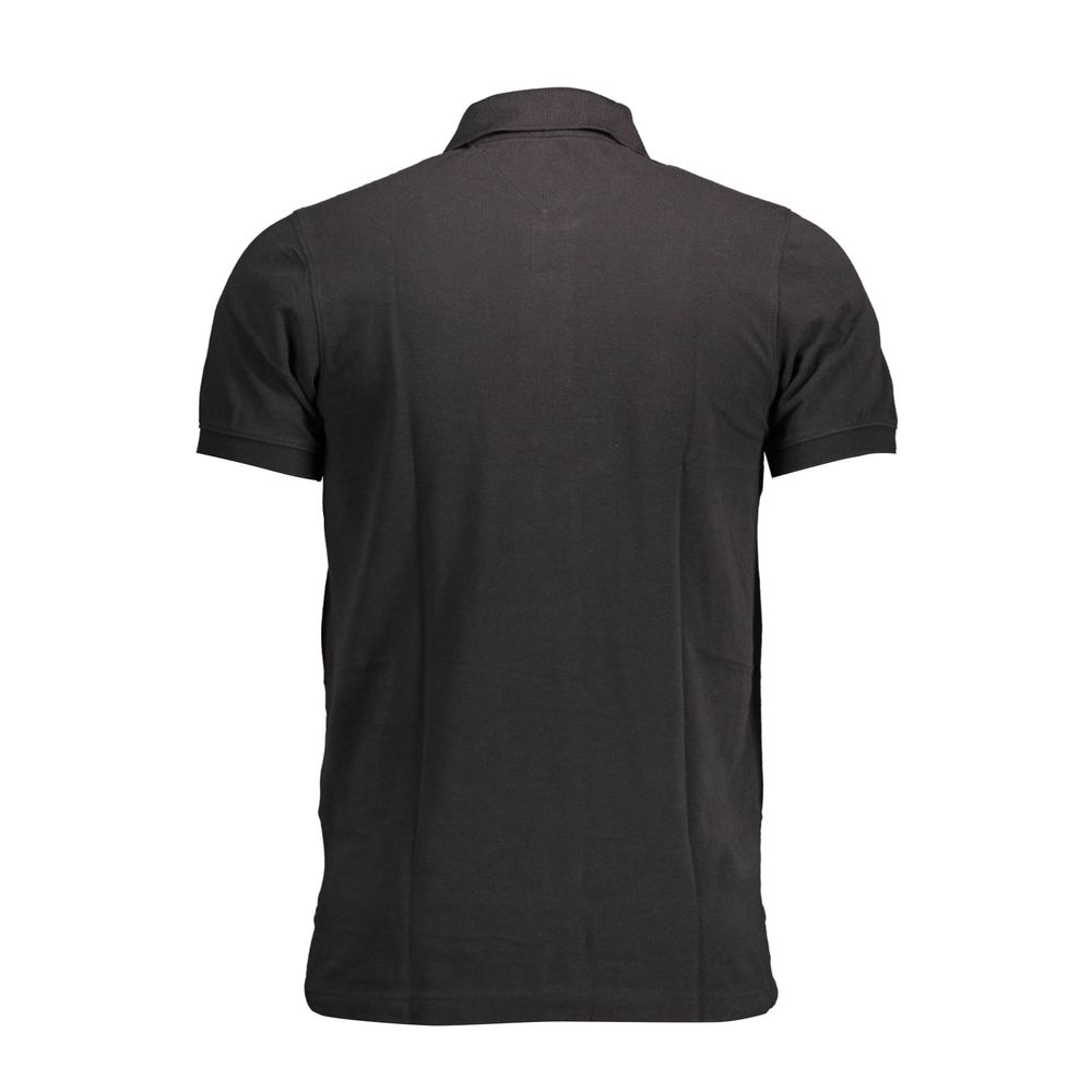 Camisa polo preta de algodão Tommy Hilfiger