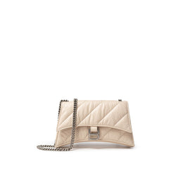 Bolsa de ombro de couro bege Balenciaga