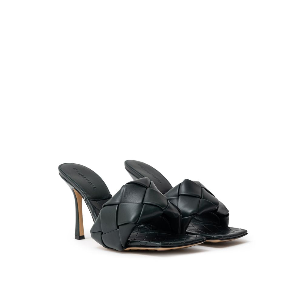 Sandália de couro verde Bottega Veneta