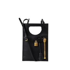 Bolsa de ombro de couro preta Tom Ford