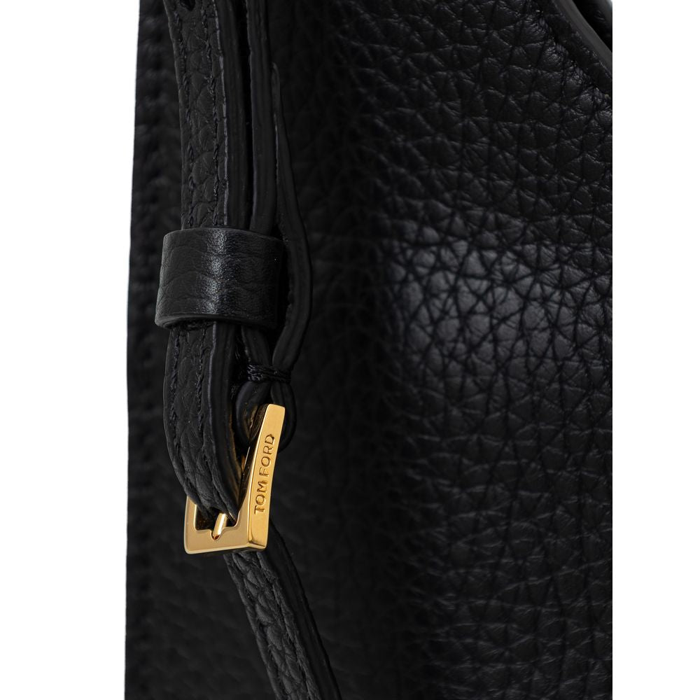 Bolsa de ombro de couro preta Tom Ford