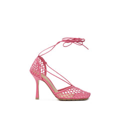 Sandália Bottega Veneta em Tecido Rosa e Couro