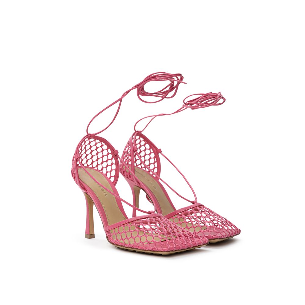 Sandália Bottega Veneta em Tecido Rosa e Couro