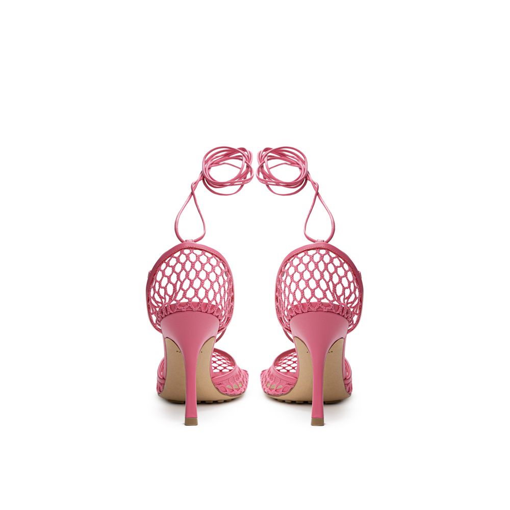 Sandália Bottega Veneta em Tecido Rosa e Couro