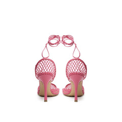 Sandália Bottega Veneta em Tecido Rosa e Couro