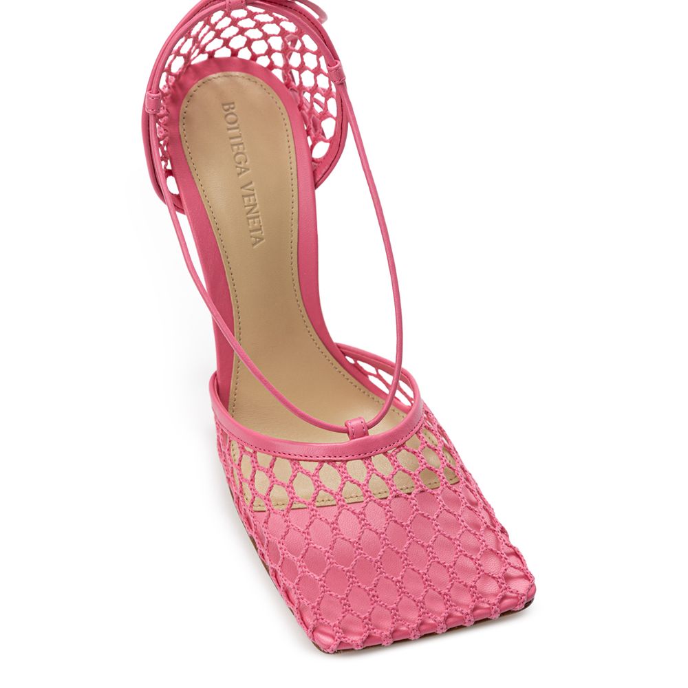 Sandália Bottega Veneta em Tecido Rosa e Couro