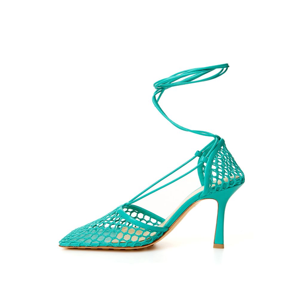 Sandália Bottega Veneta Verde Tecido e Couro