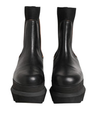 Sacai Black Chelsea Leather Pull On Women Ankle Boots Shoes