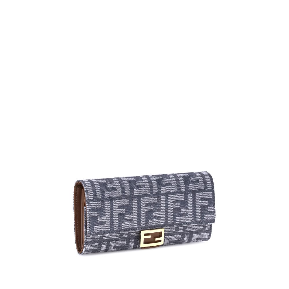 Carteira Fendi FF estampada jeans