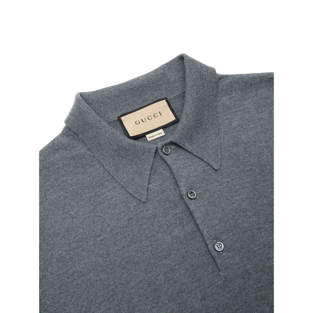 Camisa polo de lã cinza Gucci