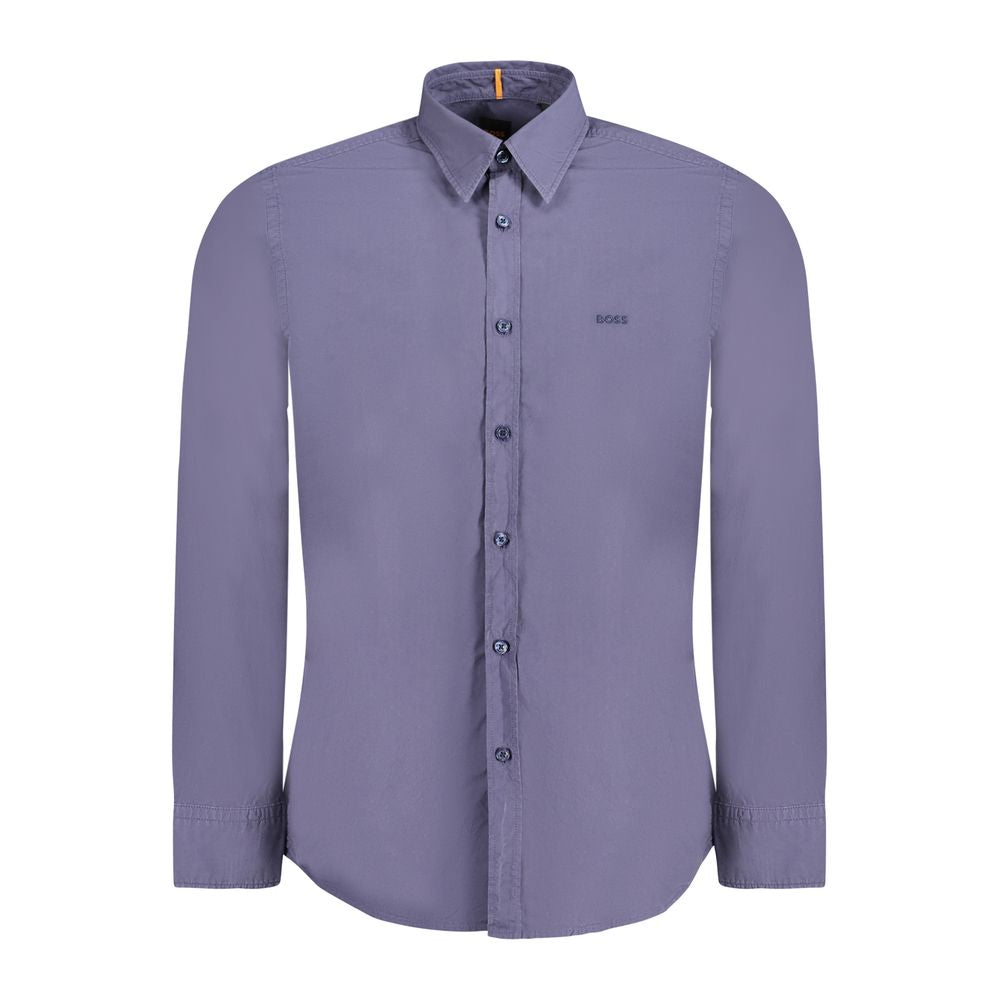 Camisa de algodão azul Hugo Boss