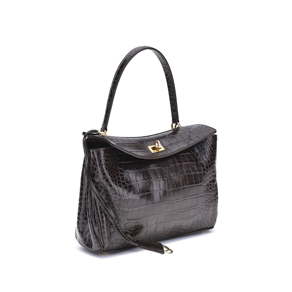 Bolsa de ombro Balenciaga Rodeo em couro com estampa de crocodilo