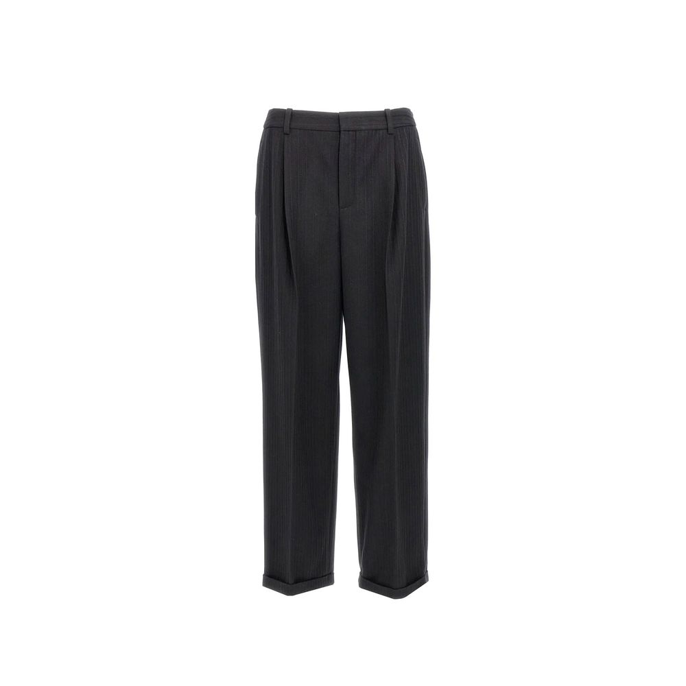 Calça listrada Saint Laurent de flanela de lã e cashmere dos anos 90