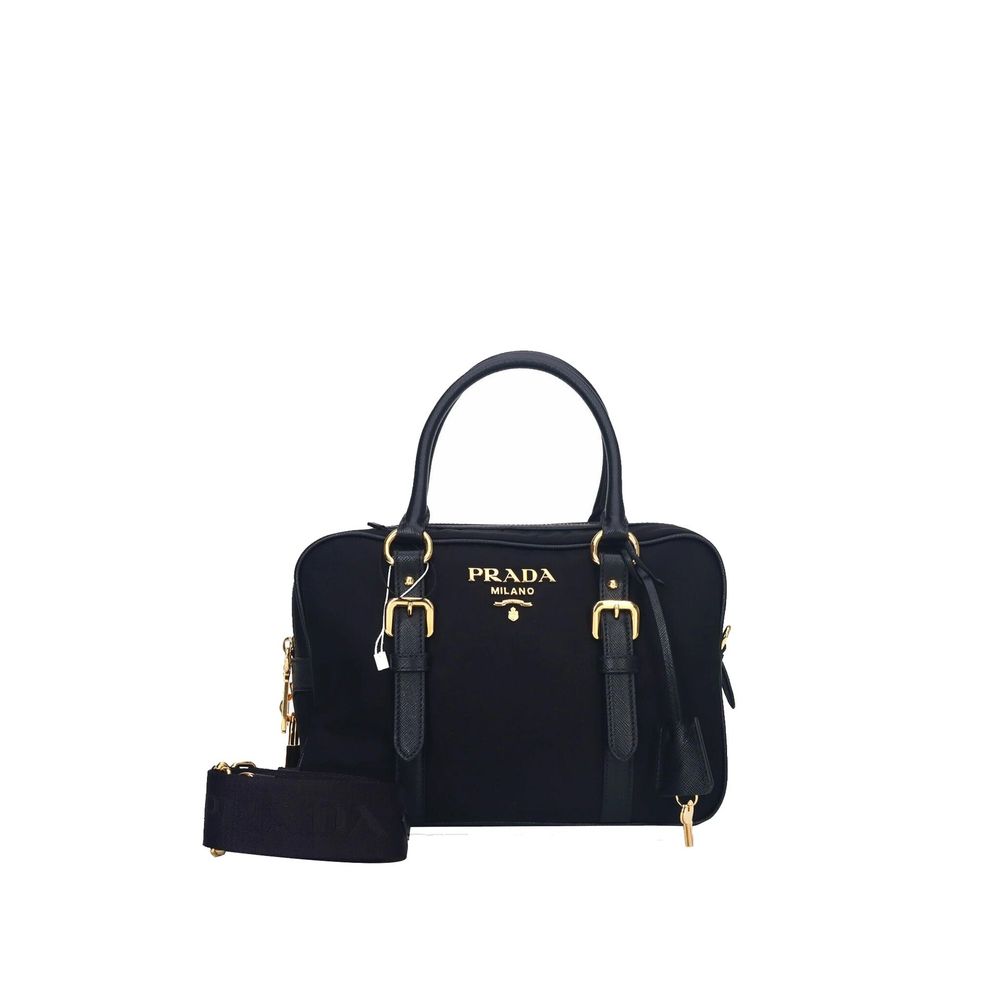 Bolsa de mão com logo Prada em nylon