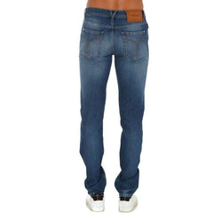 Calça jeans com logotipo de algodão Versace