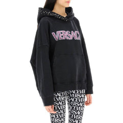 Moletom com logotipo de algodão Versace
