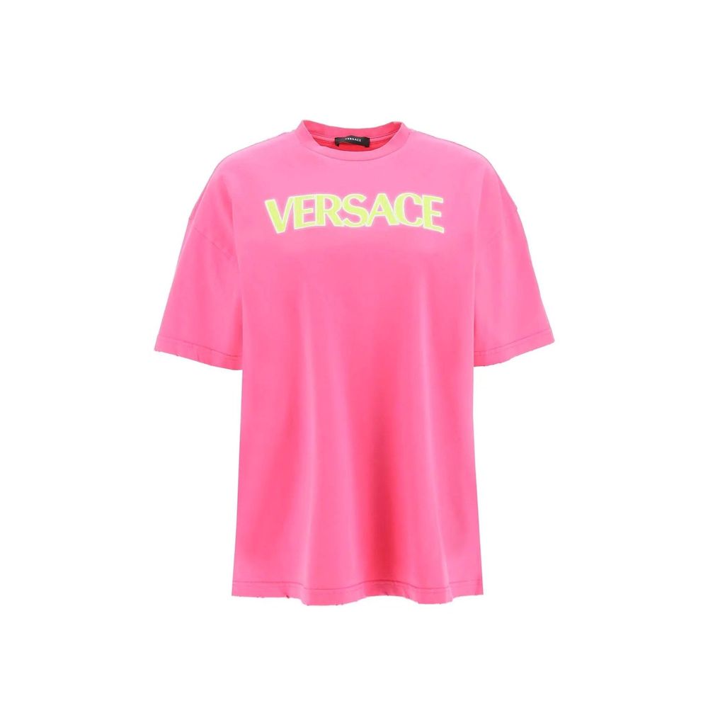 Blusa com logotipo de algodão Versace