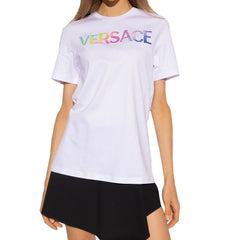 Camiseta com logotipo de algodão Versace