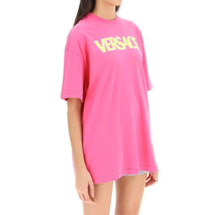 Blusa com logotipo de algodão Versace