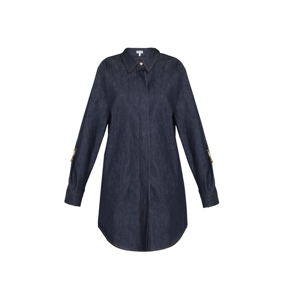 Vestido-camisa jeans com corrente da Loewe