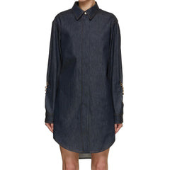 Vestido-camisa jeans com corrente da Loewe